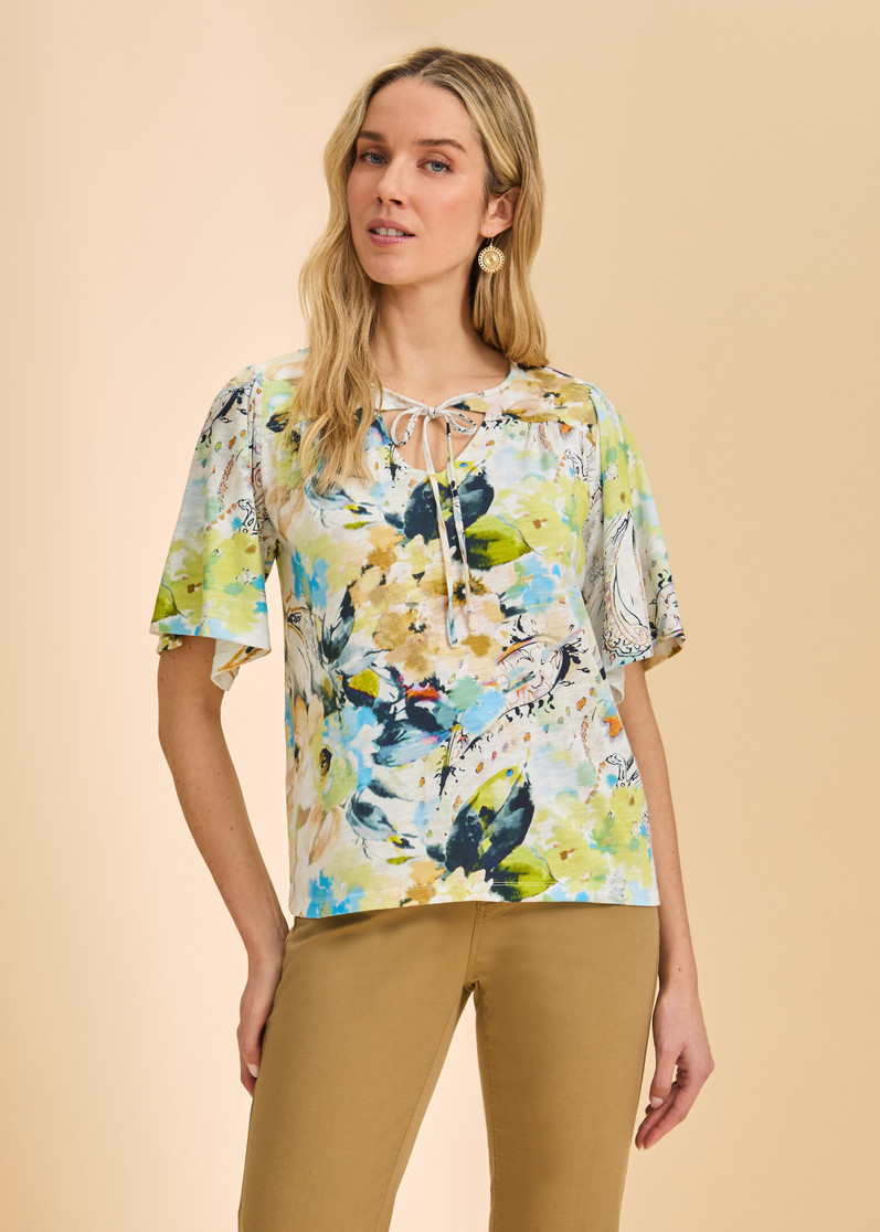 SS V NECK TOP - TIE 3956476