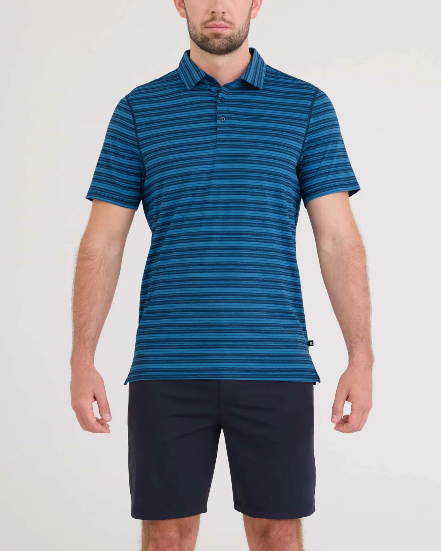 DROPTEMP ALL DAY COOLING POLO DARK DENIM STRIPE SXCP10DDS(SXCP10DDS)