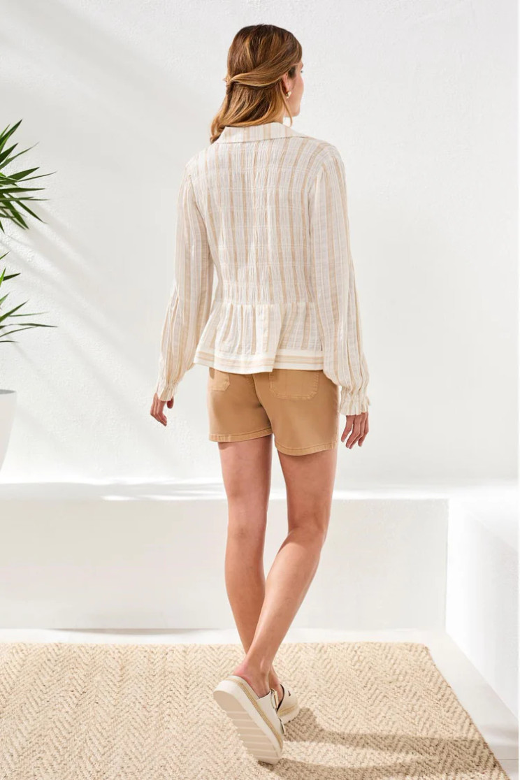 LS BLOUSE W/SMOCKING SOLID 2486O-8376