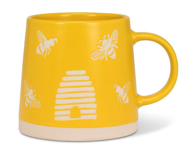 WIDE BASE MUG W/BEES YELLOW 27-ARTISAN-112