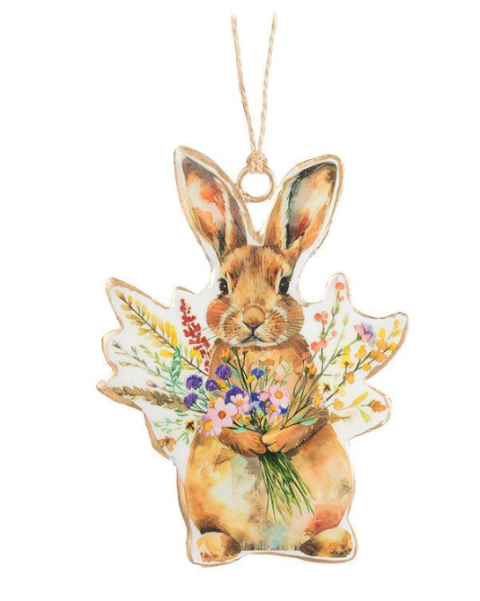 BUNNY HOLDING FLOWERS ORNAMENT 37IMPRINT167(37IMPRINT167)