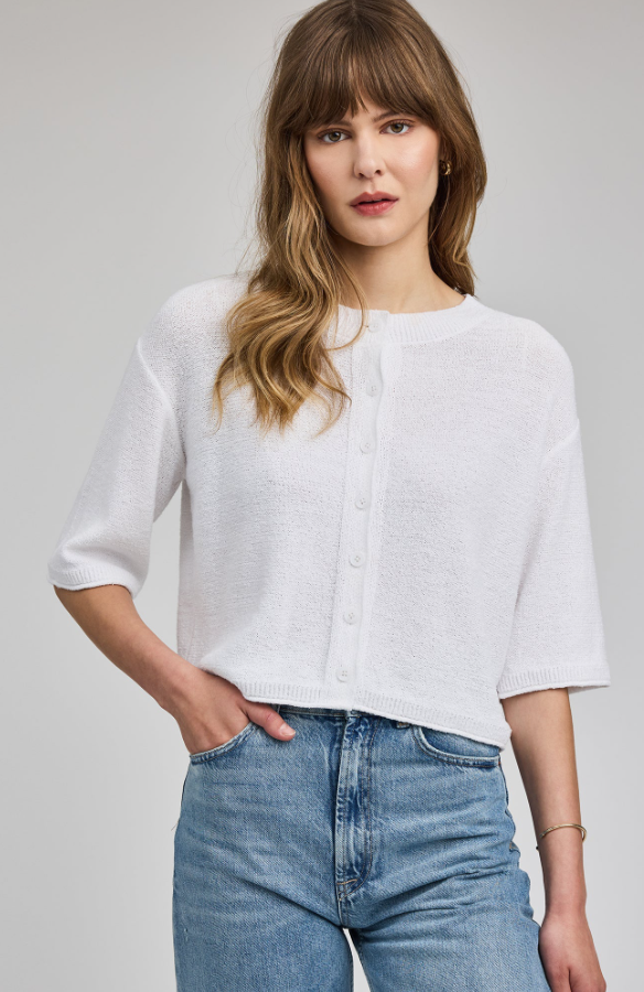 GENEVIEVE COTT SLUB 3/4 SLV CROP CARDIGAN GF2603-3153