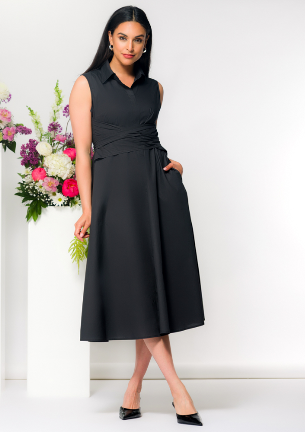 POPLIN SLVLESS DRESS SHIRT STYLE W/BOW 36028