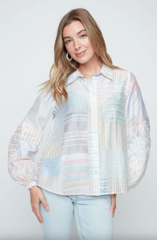 LS BLOUSE MULTI COLOUR W/EMB  R5249-871