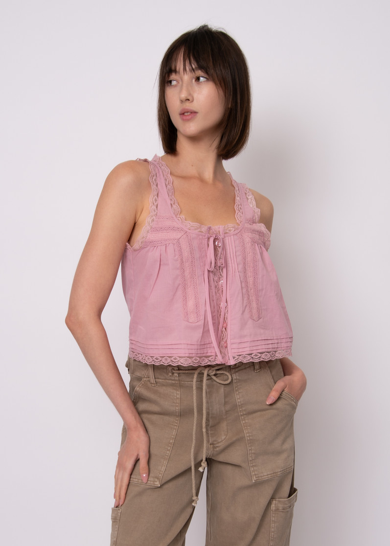 ALIA SLVLESS BUTTON UP TOP 57W228S