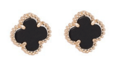 EAR 4LEAF CLOVER GLD/BK 710-111