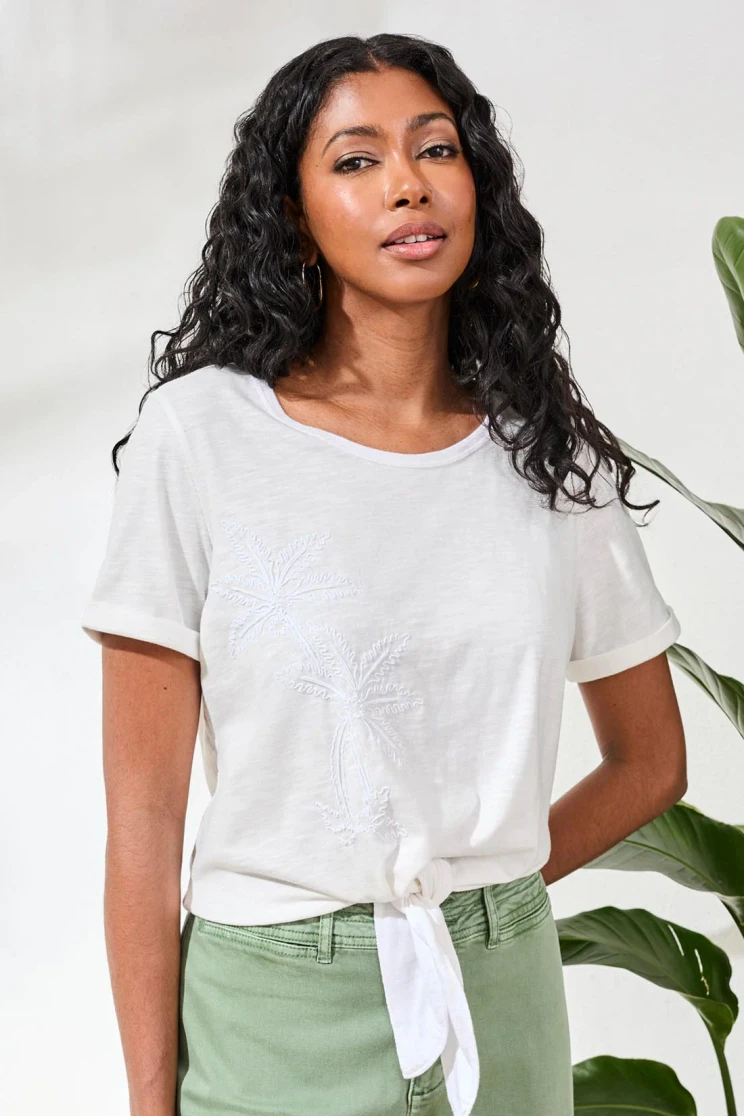 S/S CREW TIE TOP W/SOUTACHE 3081O-8460