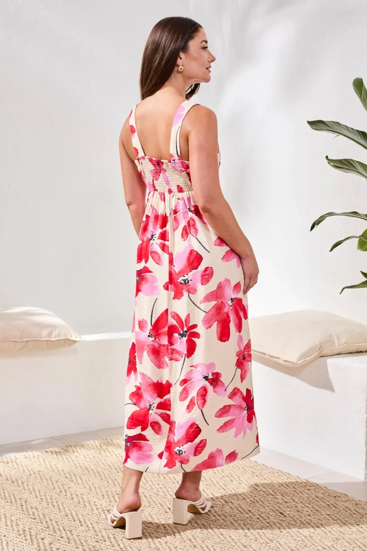 SLVLESS FLORAL PRINT LONG DRESS 3106O-8374