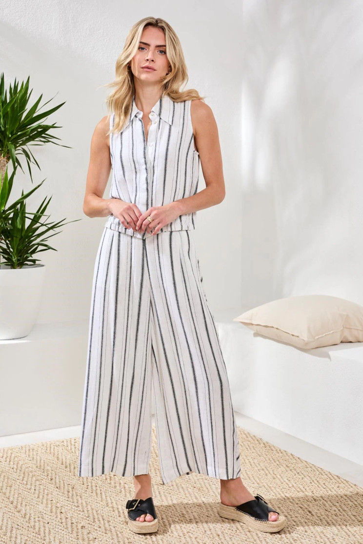 STRIPE SLVLESS TOP/ELASTIC WAIST 6091O-5400