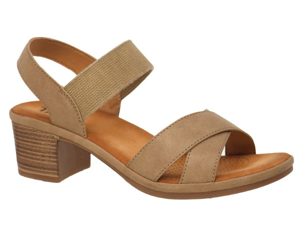 BLOCK HEEL CROSS STRAP SANDAL MONICA01
