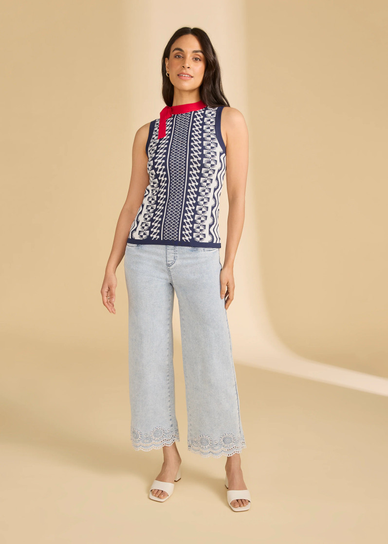 PULL ON WIDE ANKLE SCALLOP EDGE DENIM 2125669