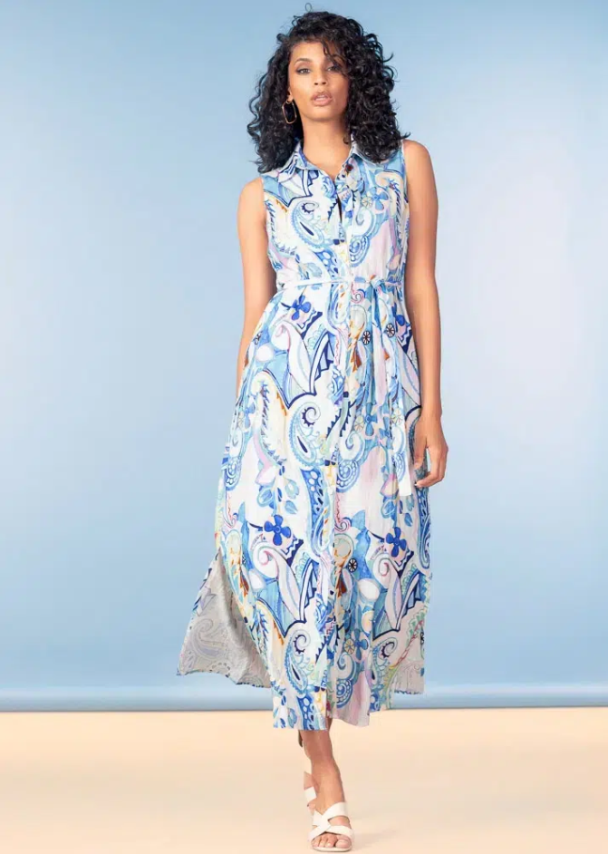 SLVLS LINEN BLEND PRINT DRESS A47150