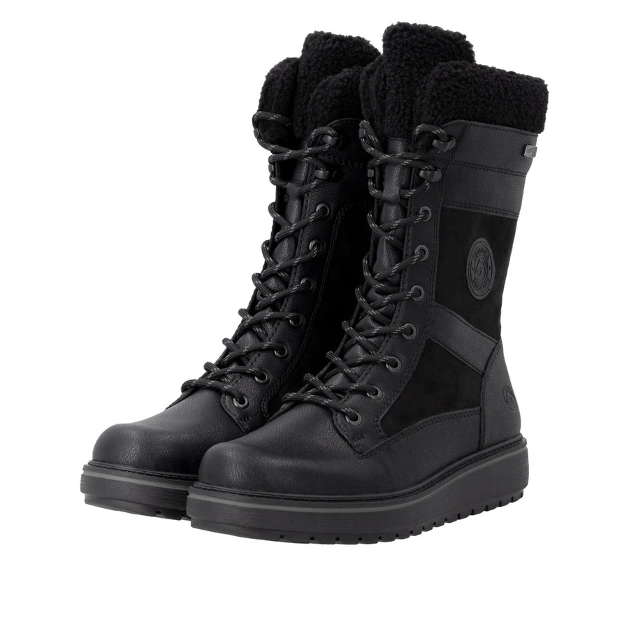 WINTER LACE BOOT SDZIP TALL FUR CUFF OC FLIP BLACK D0U81-00