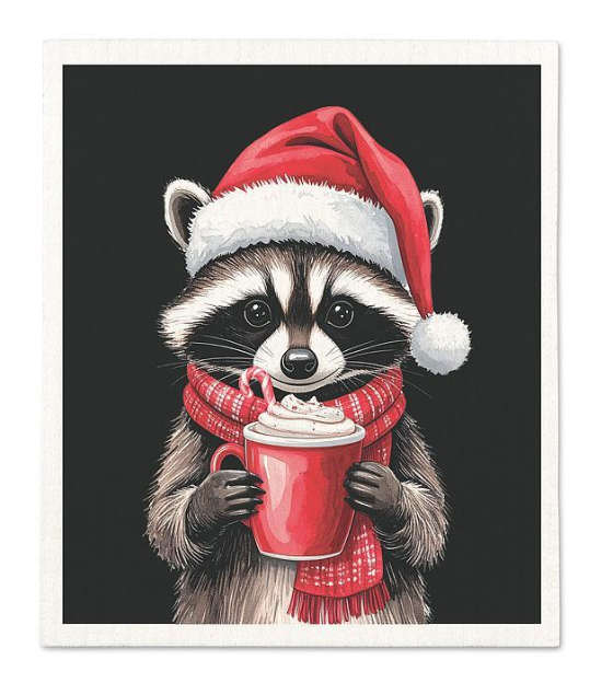 WINTER RACCOON DISHCLOTH 20ASDCOZY