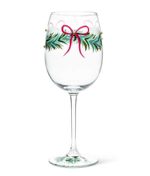 WREATH W.RIBBON & BEADS WINE GLASS 27CLARAGOB(27CLARAGOB)