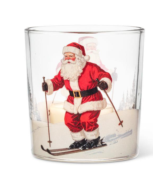 SKIING SANTA VOTIVE 27FLICKER003