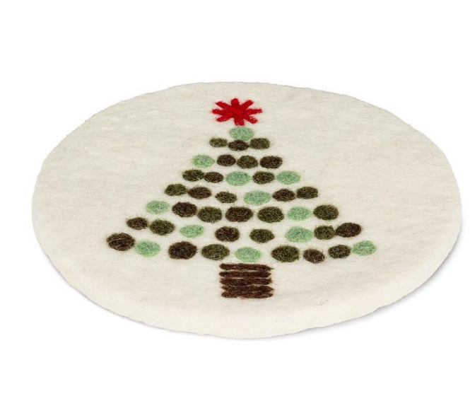 DOTTED TREE TRIVET WHT/GRN 28NEPAL71(28NEPAL71)