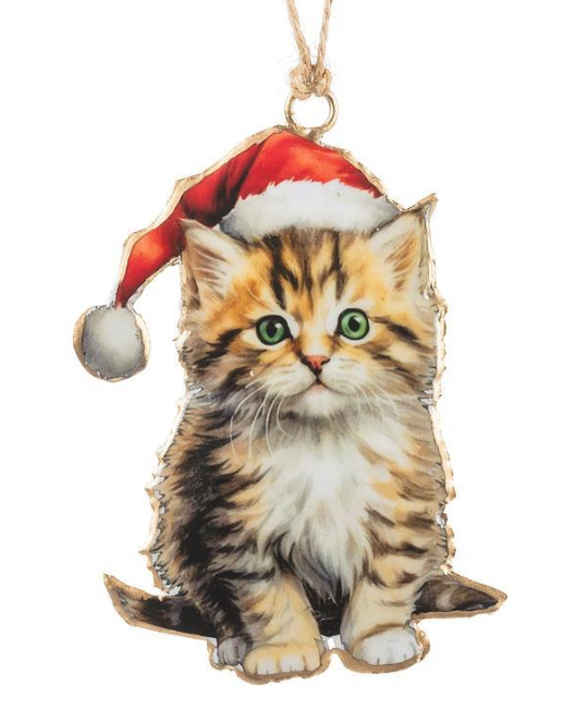 KITTEN W/SANTA HAT ORNAMENT 37IMPRINT152(37IMPRINT152)