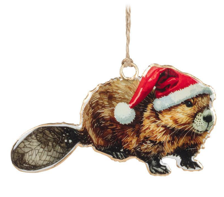 BEAVER IN SANTA HAT ORNAMENT 37IMPRINT179(37IMPRINT179)
