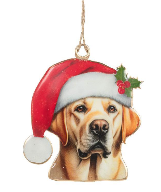 YELLOW LAB IN SANTA HAT ORNAMENT 37IMPRINT195(37IMPRINT195)