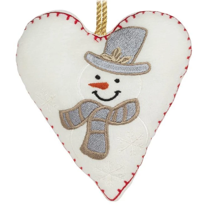 HAPPY SNOWMAN HEART ORNAMENT 93STITCH232