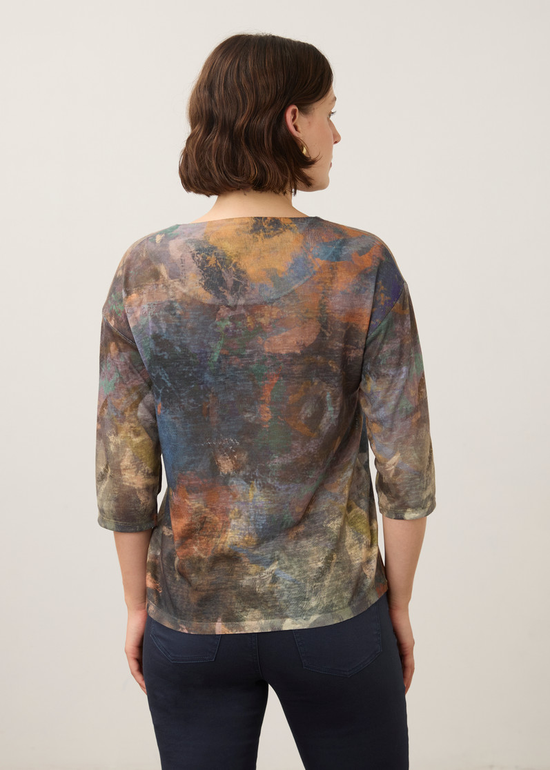 3/4 SLV VNECK TOP SATURATED PRINT 3901451