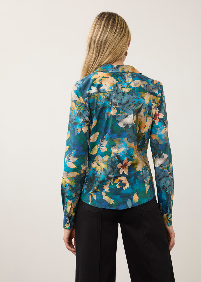LS SPLIT NECK FLORAL POPLIN BLOUSE 7902623