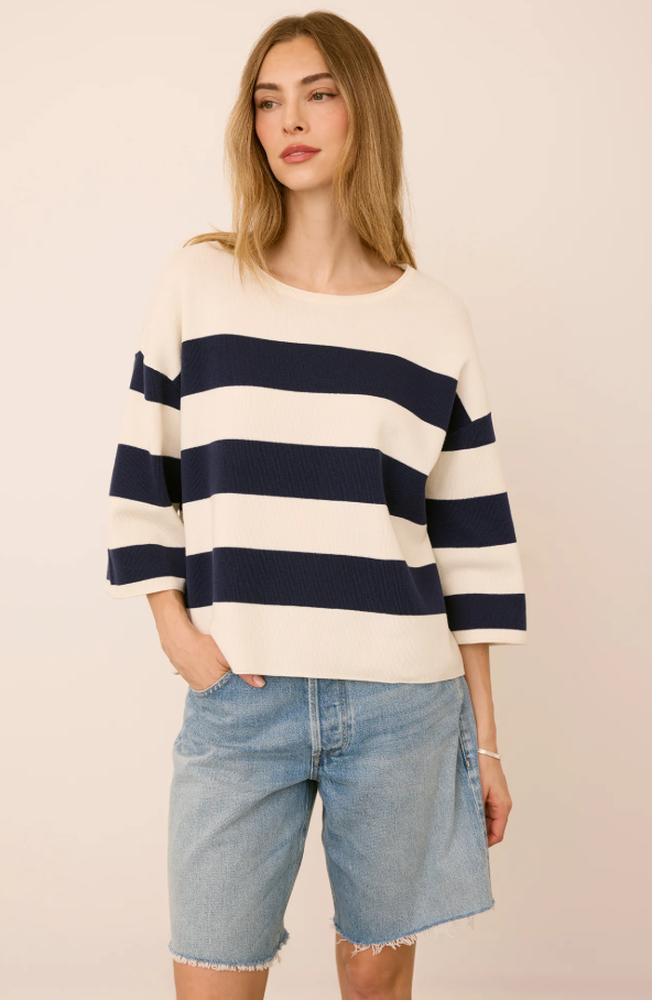 AMINA 3/4 SLV WIDE STRIPE SWEATER GF2607-3175