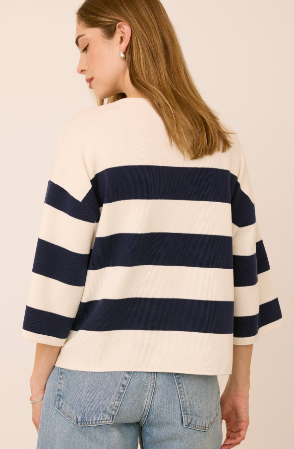 AMINA 3/4 SLV WIDE STRIPE SWEATER GF2607-3175