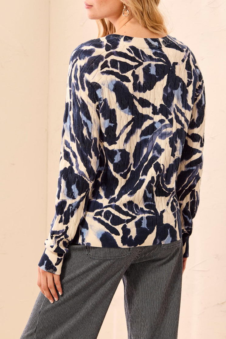 PRINTED CABLE COTTON CREW SWEATER 2383O-576