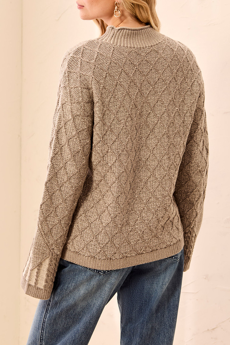MIXED CABLE MOCK NECK SWEATER 3158O-576