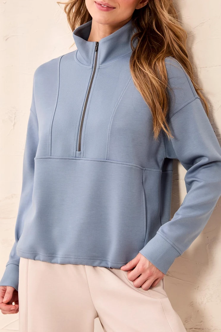 TECHNOLUX 1/4 ZIP FUNNEL NECK TOP 3188O-3390