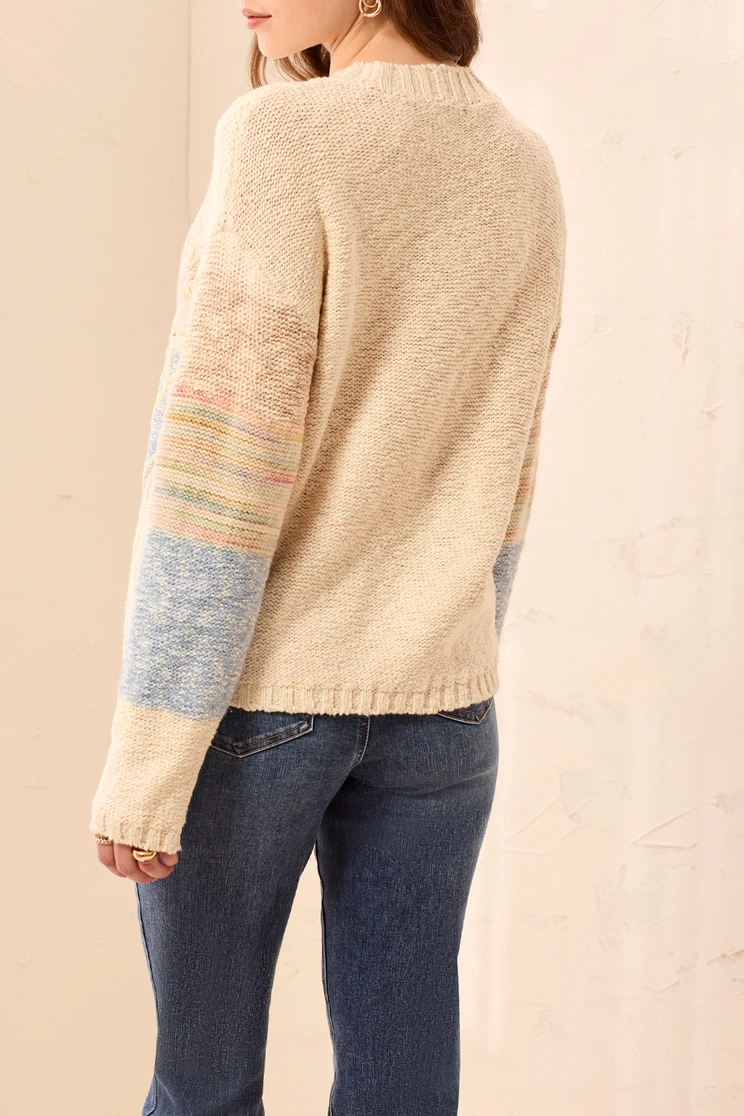 SLUB KNIT EMB CREW LS SWEATER 3194O-8495