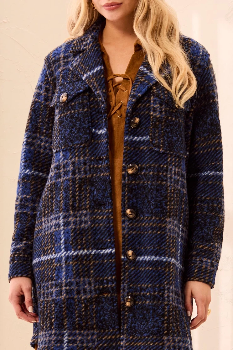 KNIT PLAID 3/4 SHACKET 5966O-5056