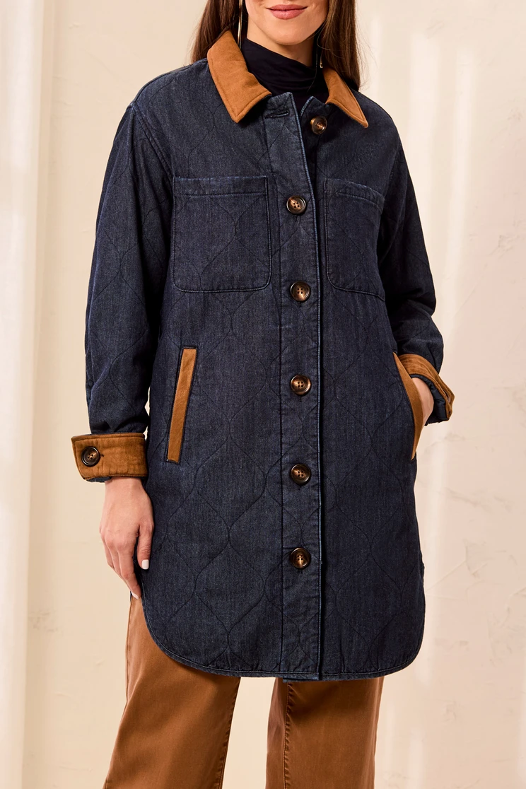 QUILTED DENIM JACKET /SUEDE TRIM 6237O-584