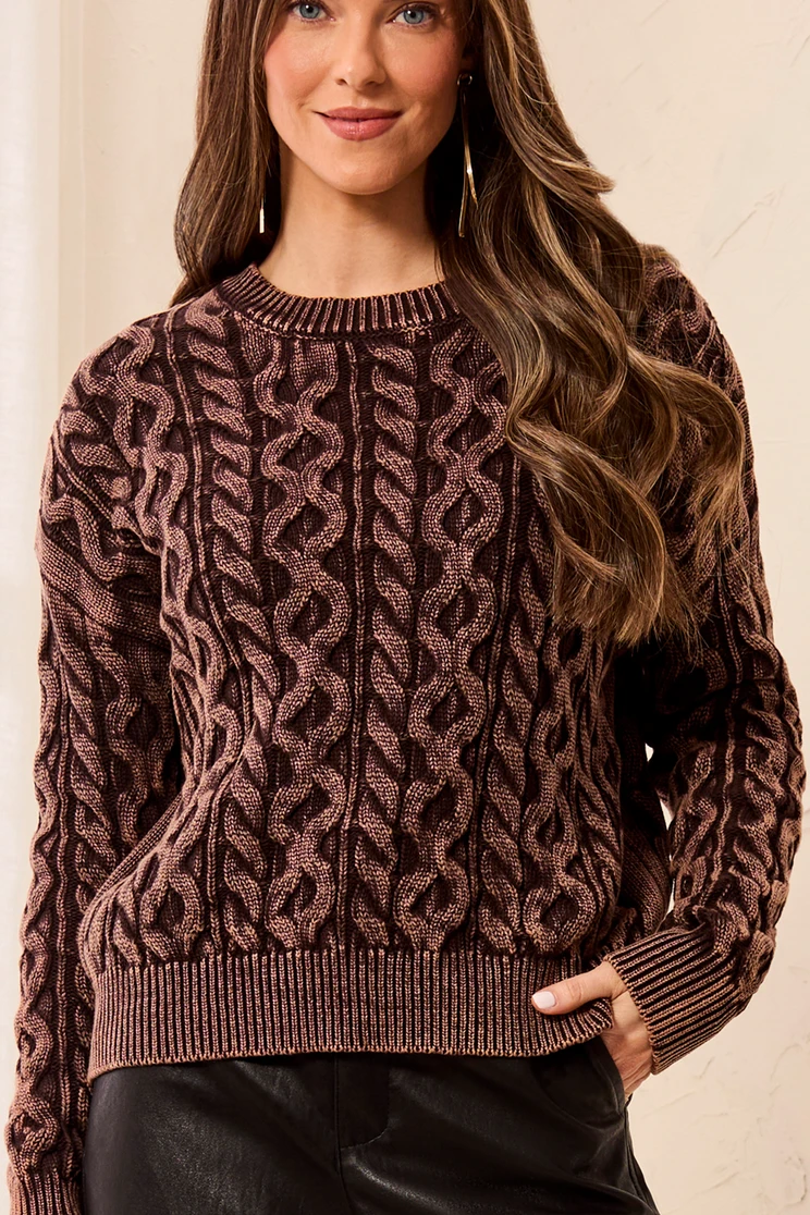 CREW CABLE KNIT SWEATER/SPECIAL WASH 6243O-4632