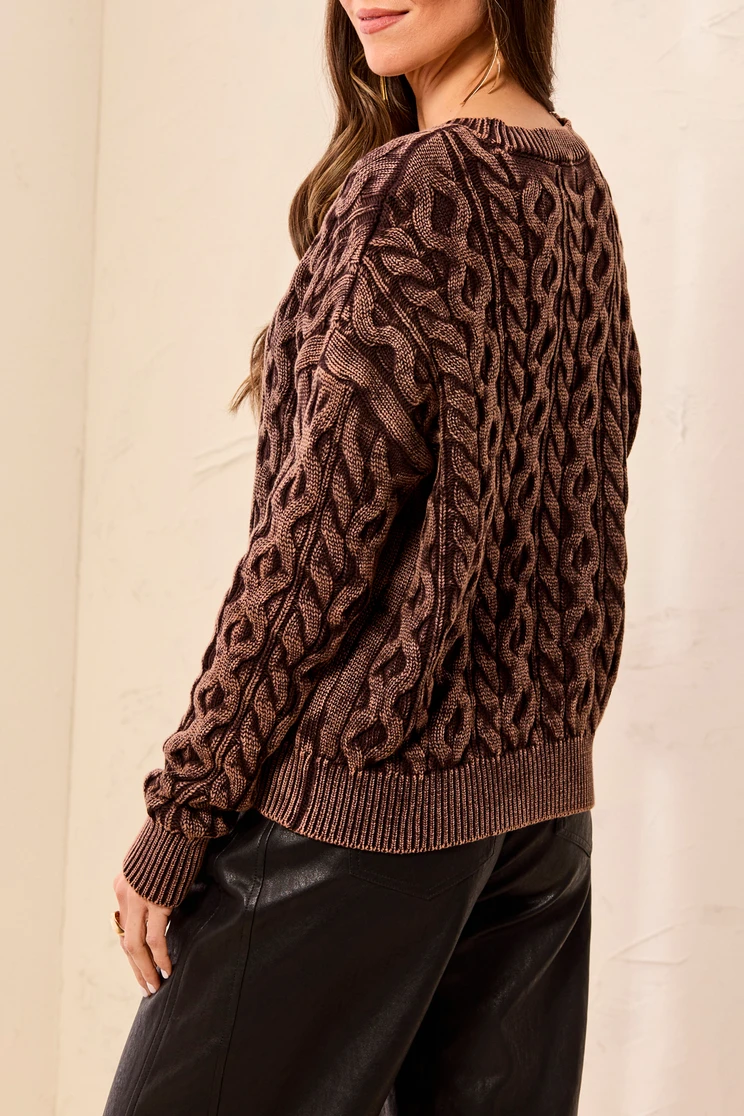 CREW CABLE KNIT SWEATER/SPECIAL WASH 6243O-4632