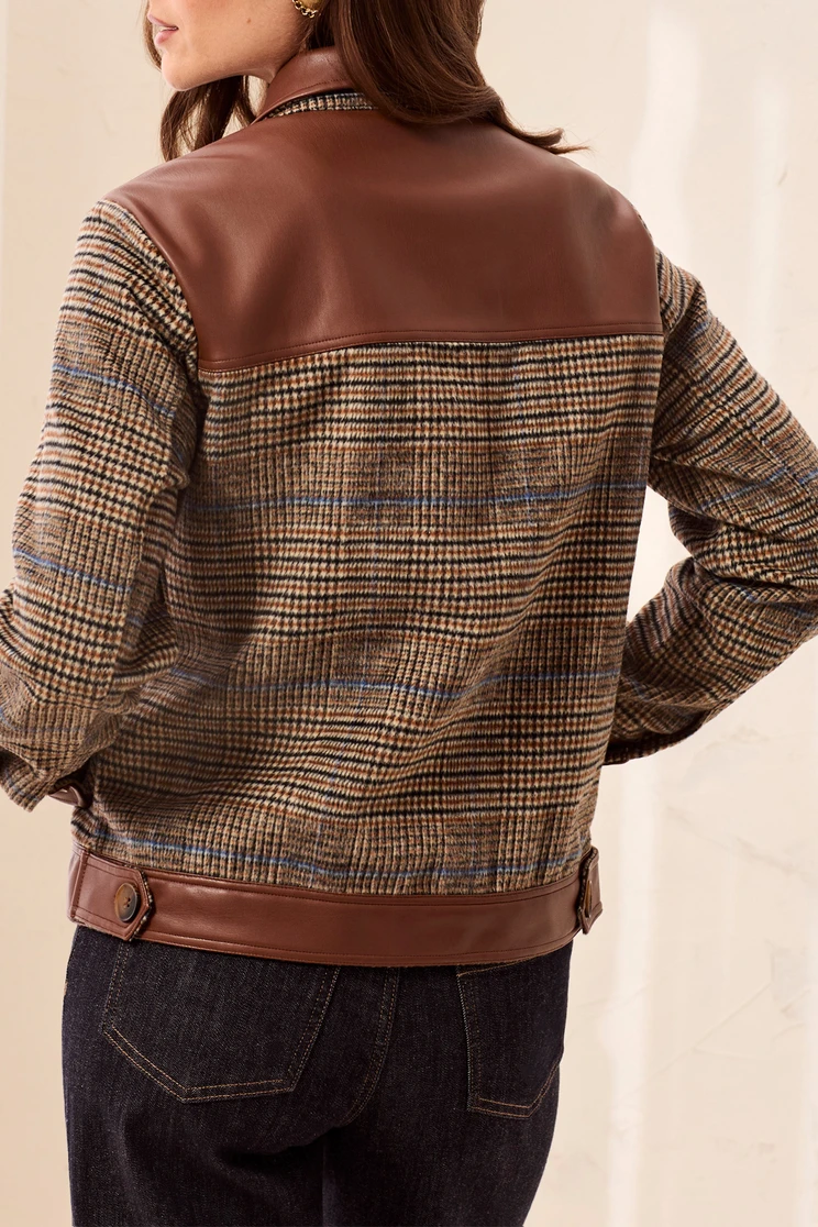 MIXED MEDIA PLAID SHACKET 6253O-4466