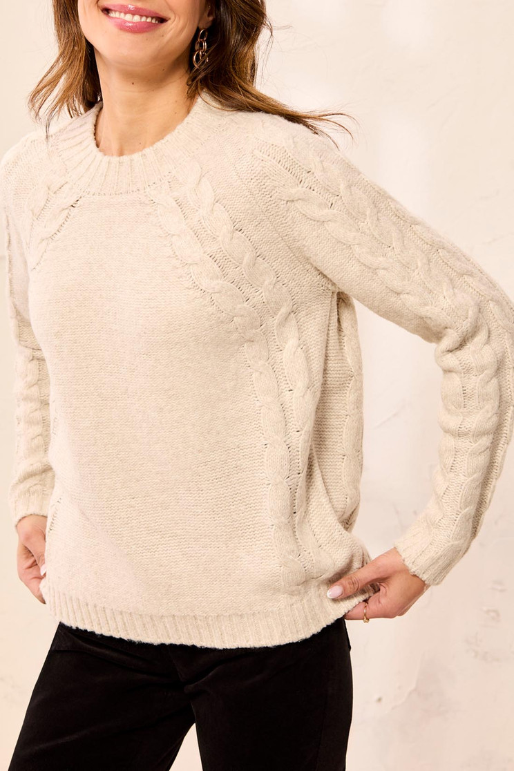 L/S CREW NECK SWEATER W/CABLES 3247O-8537