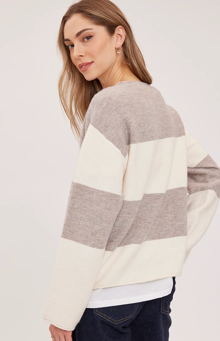 ANNALISE VNECK SWEATER WIDE STRIPE GF2608-3183