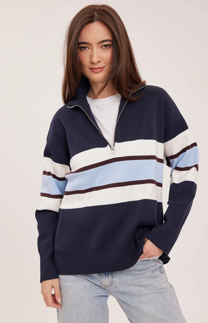 IDRIS 1/4 ZIP SWEATER CENTRE STRIPE GF2608-3126