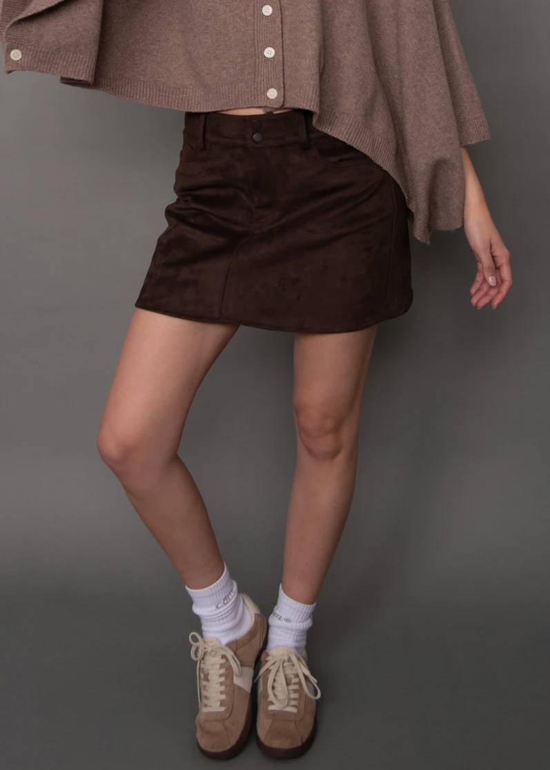 MISSY FAUX SUEDE ZIP UP MINI SKIRT 44W061SO