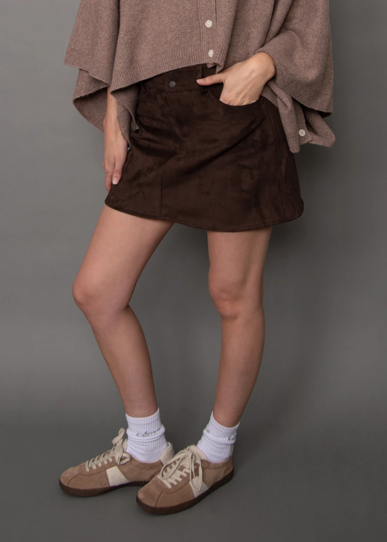 MISSY FAUX SUEDE ZIP UP MINI SKIRT 44W061SO