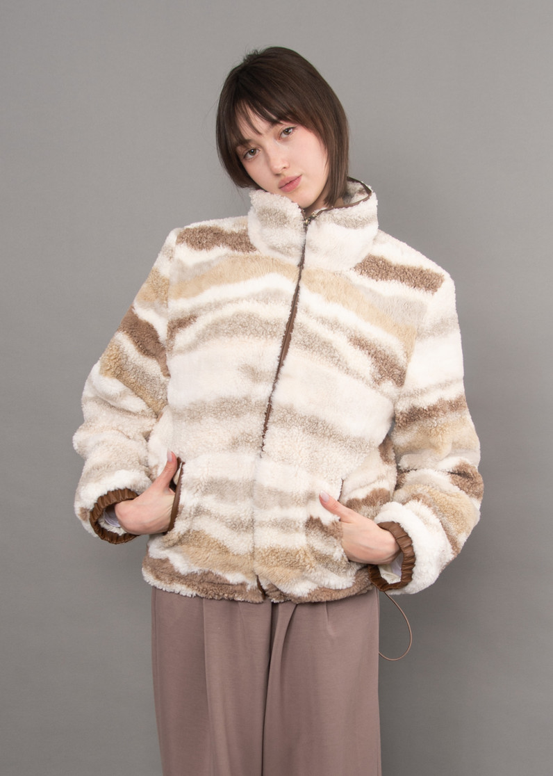 JANE FULL ZIP PATTERNED SHERPA JACKET 78J065S