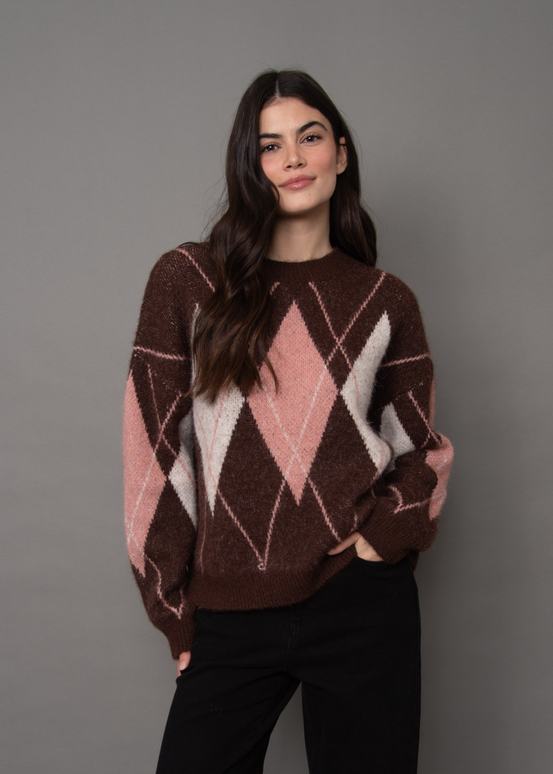 OLINDA ARGYLE CREW NECK PULL OVER 78S599S