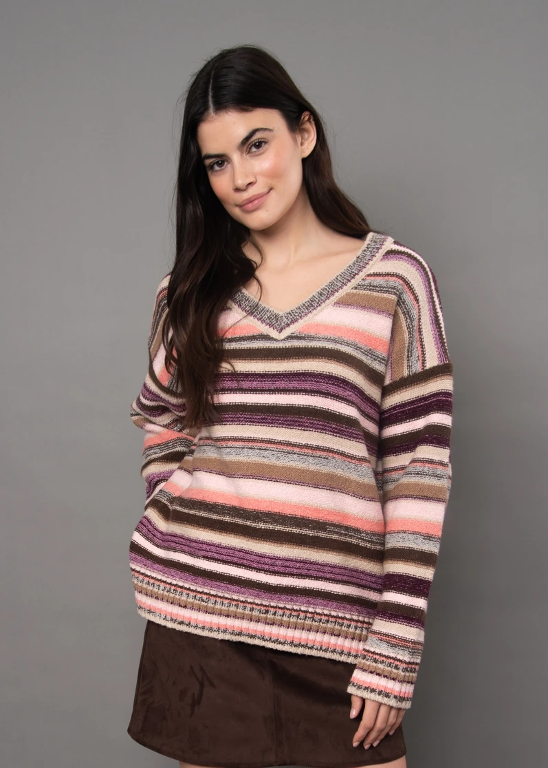 REAGHAN LS V-NECK STRIPE PULL OVER 78S620S