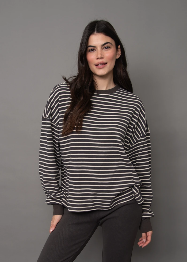 COLBERT STRIPED COZY WAFFLE LS TOP 78T027SO