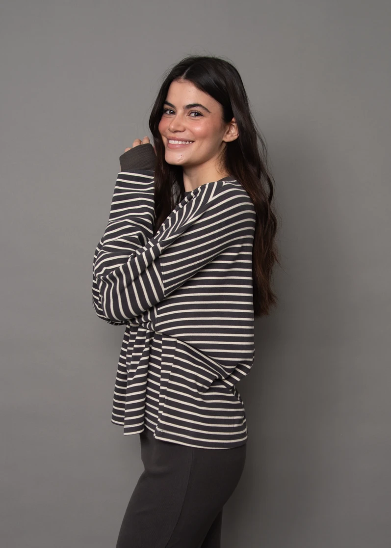 COLBERT STRIPED COZY WAFFLE LS TOP 78T027SO