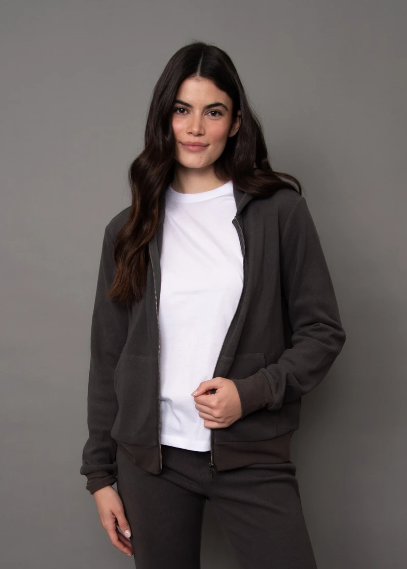 HESTA COZY WAFFLE LS ZIP UP HOODY 78T038SO