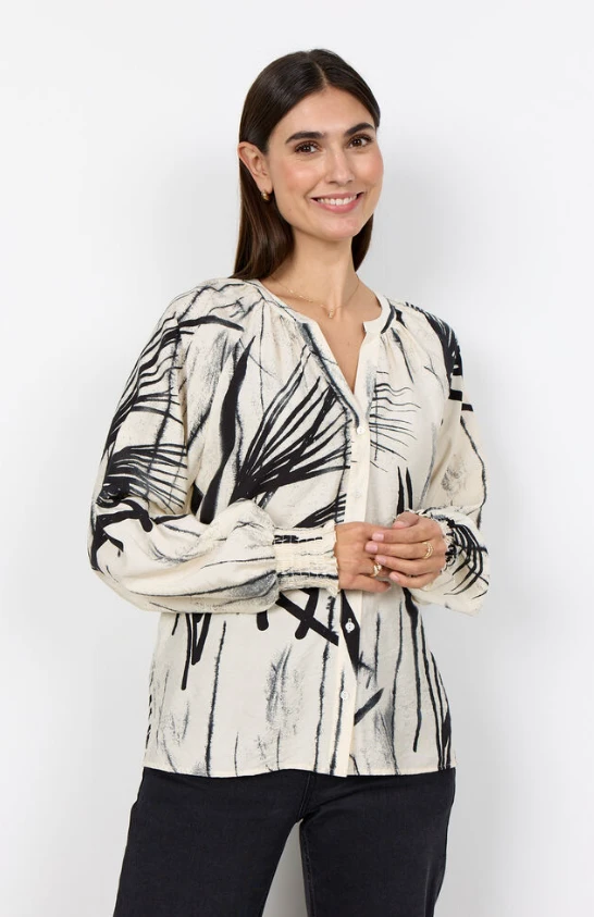 GOPI 1 LS V-NECK BLOUSE ABSTRACT 41878S